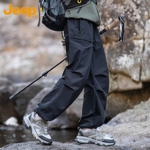 Jeep (JEEP) overalls men's autumn and winter casual pants paratrooper pants sports outdoor trousers men's pants black L