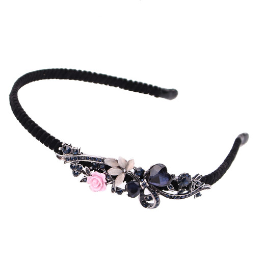 Qumeisi imitation pearl hairband for women, simple Korean headwear, rhinestone bow, versatile headband for going out, bangs clip, hairpin for women, flower after flower