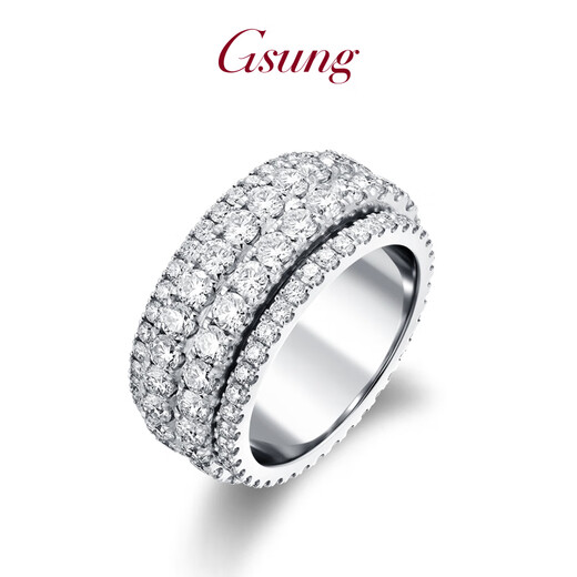 GsunG baby's breath ring platinum PT950 ring men's moissanite diamond ring rotatable platinum ring solid ring PT950 rotary moissanite diamond ring about 19 grams pre-order