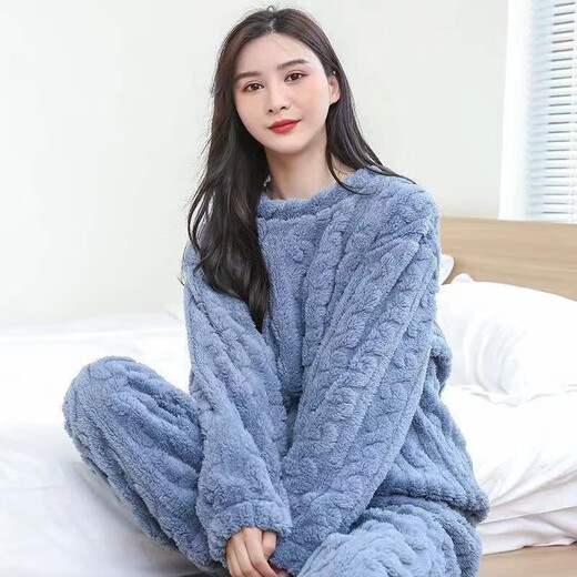 Thick and warm, skin-friendly and comfortable coral velvet pajama set, purple, one size fits all, 80-140Jin Jin equals 0.5kg
