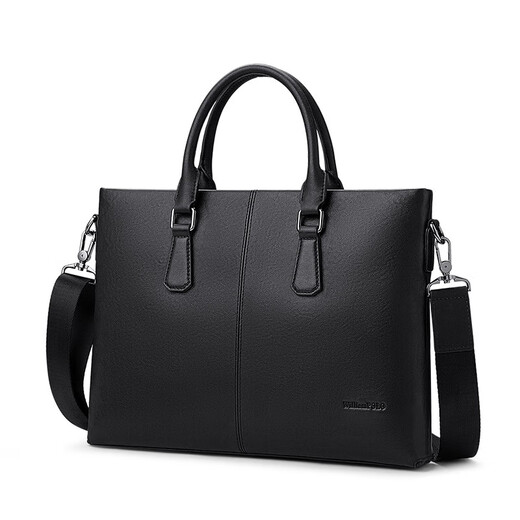 
Emperor Paul (WILLIAMPOLO) briefcase for men's business bag genuine leather top cowhide men's handbag men's bag computer bag birthday gift for boyfriend 203058-black-14 inches [top cowhide]