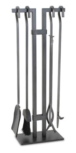 PILGRIM 73cm modern iron fireplace tool set 4-piece set shovel brush clamp fire pliers