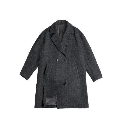 Madden Workwear American Retro Heavy Wool Woolen Coat Mid-Length Thickened Windproof Warm Casual Jacket Men's Winter Charcoal Black L (175)