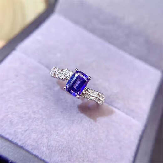 Chihuan natural tanzanite ring for women open 925 silver inlaid with rectangular blue gem ring light luxury jewelry fashion
