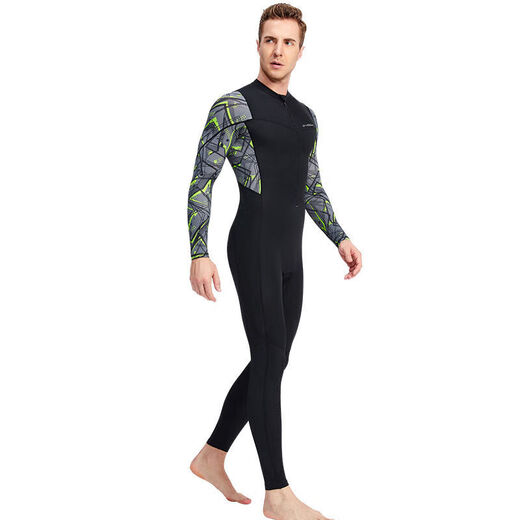 Xianxi 2024 new model motorboat quick-drying wetsuit men's one-piece swimsuit ice sunscreen quick-drying long-sleeved motorboat black blue sleeves 3XL 3XL