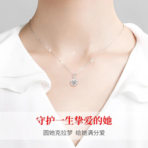 GIEVSZHE PT950 platinum necklace for women 2025 new snowflake clavicle chain Valentine's Day birthday gift for girlfriend Eternal Heart Platinum Necklace + Hexagram Pendant