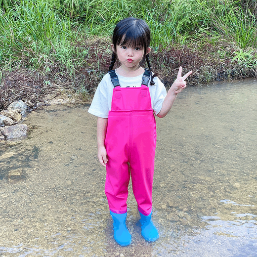 Women's waders, children's one-piece water play overalls, sand clothes, rain pants, rain boots, men's and women's waterproof pants, children's orange overalls 20, height 120-shoe size 30