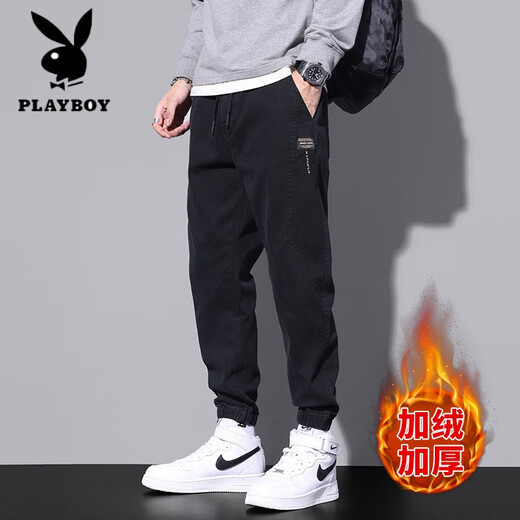 花花公子（PLAYBOY）2025春秋新款男士束脚休闲裤青少年百搭休闲裤潮流日常学生休闲裤 军绿色9859 M