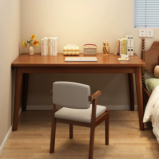 Zhuohe desk student adult home writing and learning desk simple rectangular solid wood leg table bedroom computer table *recommended thick solid wood legs wood color 120*55CM assembly (customer service 1v1 teaching + drawing tutorial)