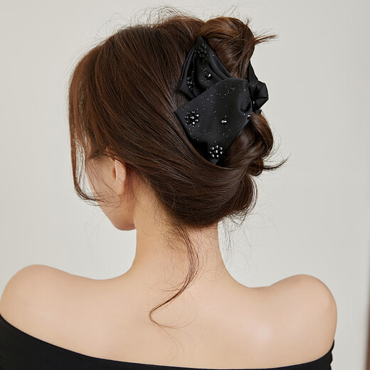 Chimera (CHIMERA) high-end back-of-the-head hairstyle shark clip with sparkling fabric hair clip and half-tied ponytail clip for girls birthday gift