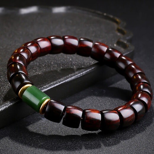 Yueyin Baichuan Huanghuali Bracelet Oil Pear Old Material Buddha Bead Bracelet Jasper Model About 8*10mm