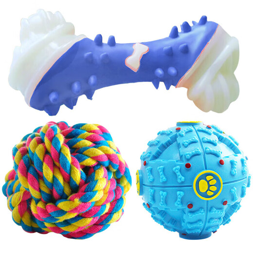 Youfan Cute Dog Toy Set Teeth Grinding Resistance Bite Relieve Boredom Puzzle Food Missing Ball Golden Retriever Teddy Bichon Training Toy Ball