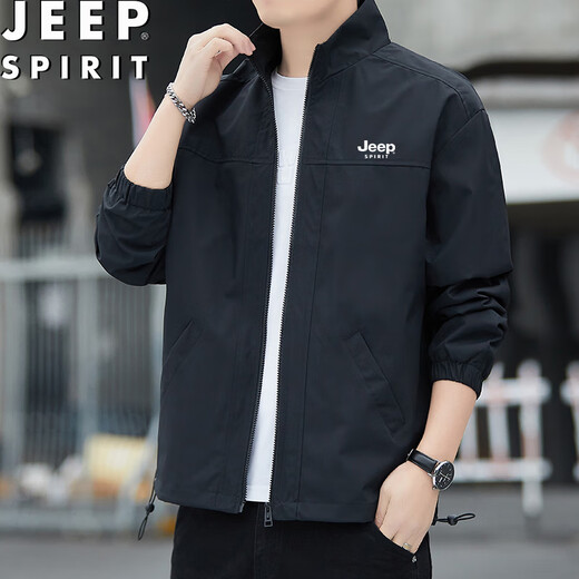 JEEP SPIRIT Jacket Men's Spring and Autumn Casual Trend Versatile Windproof Outdoor Sports Solid Color Lapel Brown L