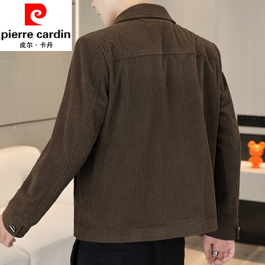 Pierre Cardin Corduroy Jacket Men's Korean Style Spring and Autumn Trendy Slim Work Jacket Autumn Youth Fashion Versatile Top Navy Blue T-shirt is too small Default is one size larger XL 120-132Jin Jin is equal to 0.5 kg