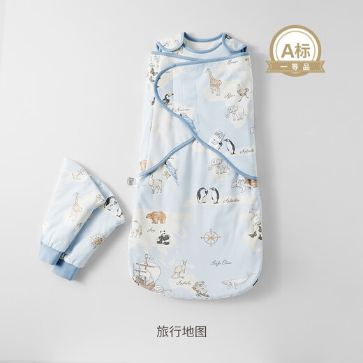 EMXEE baby sleeping bag newborn baby swaddle sleeping bag anti-jumping multifunctional gourd sleeping bag travel map 73cm