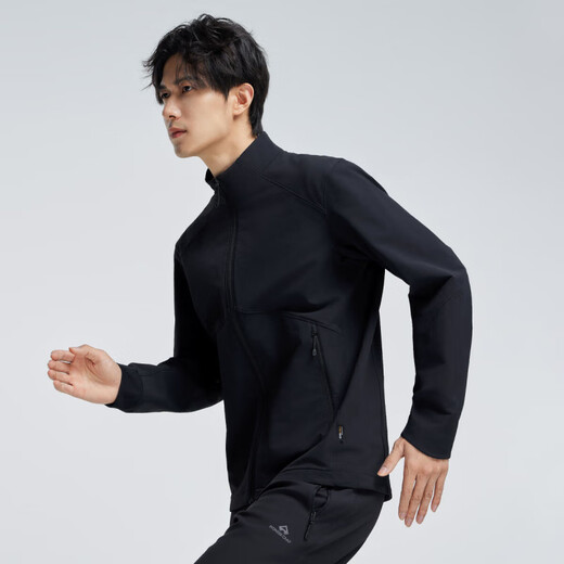 Pathfinder Sea Lion Soft Shell Cordura Outdoor Sports Mountaineering Jacket Waterproof Breathable Stand Collar Jacket Winter Velvet Jacket Black-Fleece L