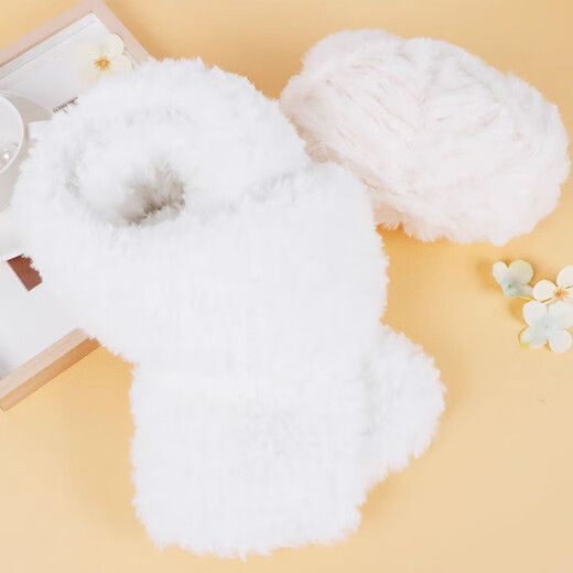 Suican fur thread knitted scarf, thick woolen yarn ball, plush coral velvet, imitation mink velvet, hand-knitted diy crochet, white woolen yarn ball, 1 pack