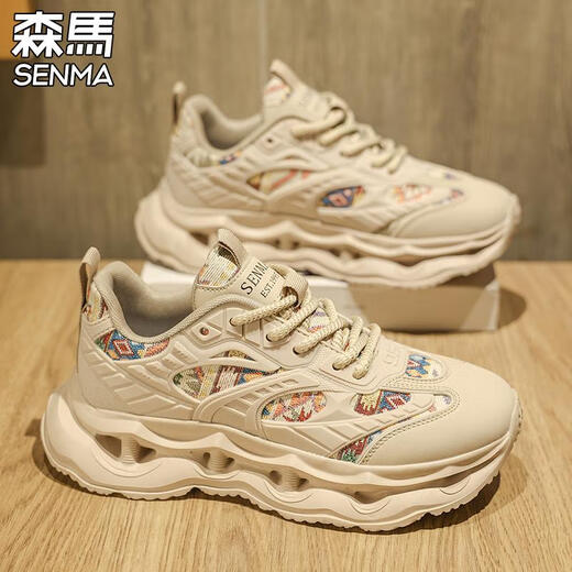 Semir chaussures pour hommes 2025 hiver nouvelles chaussures de papa rehaussantes à la mode polyvalentes plus chaussures en coton velours chaussures de course de sport décontractées pour hommes abricot 41 taille de chaussure de sport standard