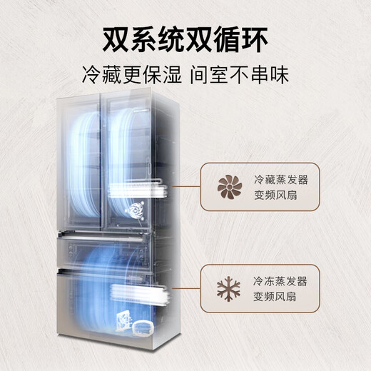 BOSCH refrigerator household 504L large-capacity French four-door multi-door refrigerator Ultra-thin flat-mounted Dual system dual cycle Frozen antibacterial Refreshing air and odor Variable temperature cold and fresh space Latte white KME50S21TI