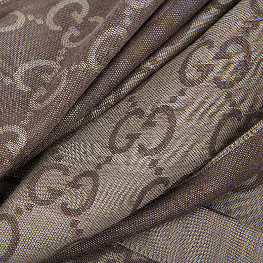 Gucci (GUCCI) classic double G double-sided printed fringed scarf for men and women, light brown 165904 3G646 9664