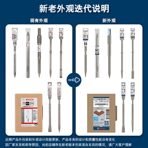 BOSCH four-pit flat chisel (1 set) round handle two-pit two-slot concrete drill bit 250mm