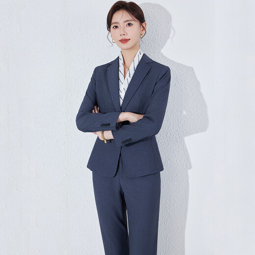 Нефритовый костюм, женский костюм из двух частей, весенне-осенний, серый, высококачественный, для собеседования, официальная деловая одежда, пригородная куртка 8068, серый костюм + брюки 2XL