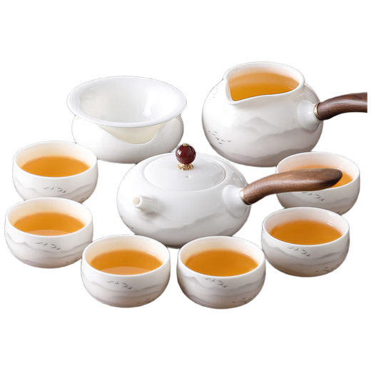 Shangyanfang Kungfu tea set complete set of high-end home office Dehua suet jade white porcelain tea cup tea set complete set