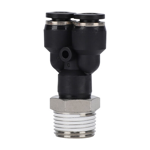 EXSN pneumatic quick connector PX-Y type external thread tee quick plug external screw thread docking air nozzle black and white plastic tracheal joint black PX12-04