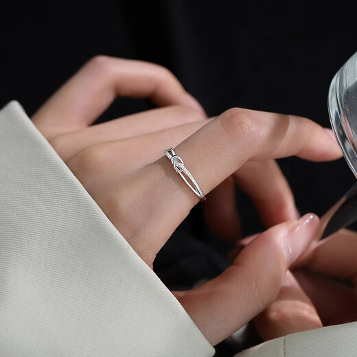 TULM999 sterling silver ring ring for women, versatile open ring, niche practical Valentine's Day birthday gift for girlfriend and wife, 999 silver star ring R0646