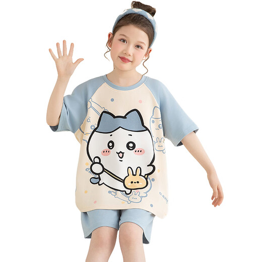 睡衣女童夏季短袖纯棉薄款2025新款中大童初中生13岁亲子母女睡衣 T-829#帕恰狗 均码 10码（建议高103-113）