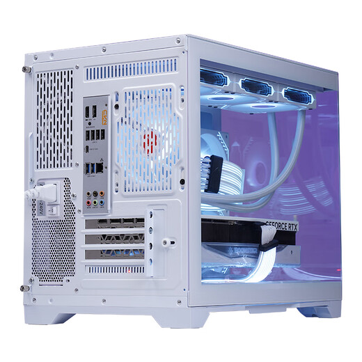 玩嘉 孤勇者无立柱matx主板电脑机箱360水冷海景房机箱纯白30/40系列超长显卡侧透主机箱 孤勇者白色升级版+6棱镜4pro风扇【ARGB