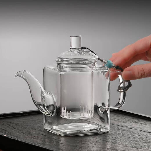 New Chinese teapot household tea brewing device tea water separation explosion-proof thickened glass high temperature resistant square teapot 350ml 1 piece