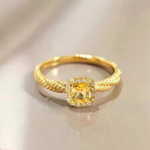 Fat Donglai same style 18K gold silver-covered gold ring 999 female color sugar cube moissanite diamond ring 18k open finger sugar cube ring