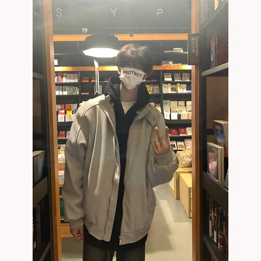 Luyal American trendy retro cleanfit woolen jacket men's spring and autumn versatile high street temperament high-end jacket top Gray L