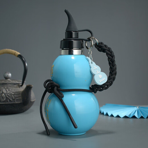 Yuhua gourd kettle 1000 ml insulated cup Myth 36 Wukong stainless steel sports cup outdoor large capacity Bagua sticker + 400ml black - Myth gourd - tied fairy rope 1L 316 stainless steel material / insulated wine bottle