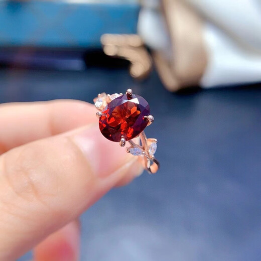 Shien s925 sterling silver natural pigeon blood red garnet ring fashionable personality simple gemstone ring live ring 8*10