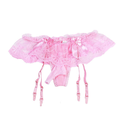 Thong men's underwear suspender one piece sexy jj set lace underwear gay low waist transparent black flying set-opening