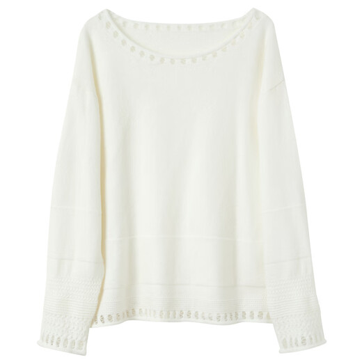 Sancai 2025 spring new laziness, loose, loose, hollow, round collar sweater sweater knitwear horn