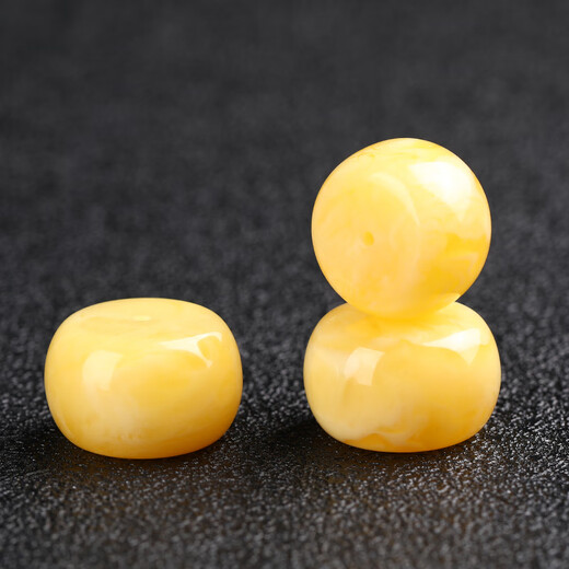 Fat Donglai's same style beeswax single bead oil yellow drum bead button large size diamond accessories top beads white flower honey 27x17mm one piece