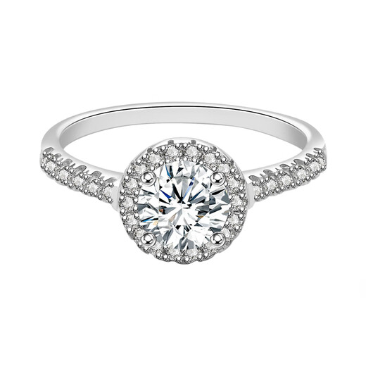 Pt950 platinum moissanite ring for women, high-end imitation diamond ring, proposal, engagement, girlfriend wedding ring, light luxury round main stone, 50 points, size 12