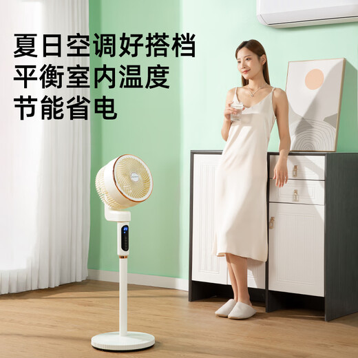 MeiLing Air Circulation Fan Four Seasons Negative Ion Purification Fan Household Floor Fan Light Sound Desktop Small Fan Air Conditioning Companion 3D Desktop Shaking Fan Voice Remote Control Fully Automatic Shaking Head + Wind Movement with Temperature + Negative Ion Purification