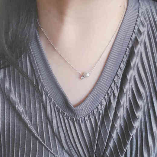 DRJEFUN natural pearl necklace round freshwater pearl s925 sterling silver passepartout transfer bead pearl necklace silver and diamond bean chain 6A grade freshwater pearl 10-11mm