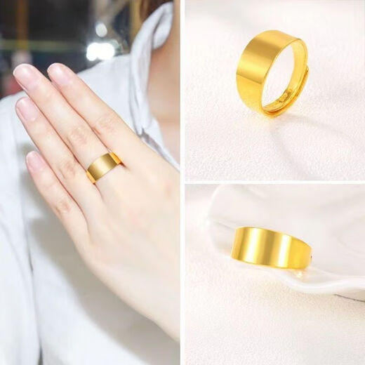 OIDSG Lao Phoenix 999 solid gold pure gold ring for men and women, classic glossy, fashionable and versatile gold pigment ring ring, free wide gold 9999 glossy live mouth Lao Fengxiang's same style, 7.8 grams, will be sold for 16999, Lao Fengxiang's same style