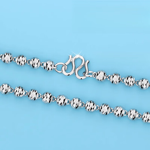 Guanpu Pavilion Fat Donglai same style men's platinum necklace men's platinum-plated domineering Buddha beads transfer bead chain women's trendy silver decoration radium 6 mm 60 cm