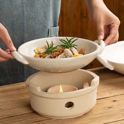 Ye Yu's practical open flame double-eared casserole for cooking tea around the stove, alcohol stove, charcoal stove, ceramic dry pot, small hot pot, dry burning without bursting, 1-inch white alcohol stove, charcoal stove