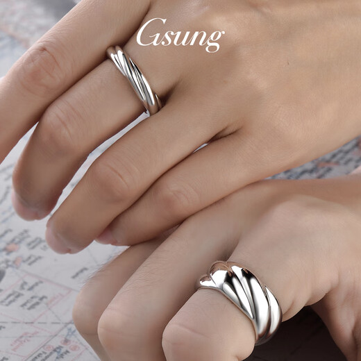 GsunG couple ring platinum pt950 men's fashion platinum pair ring women's twist shape solid wedding ring can be customized based on the gold price of the store on the day