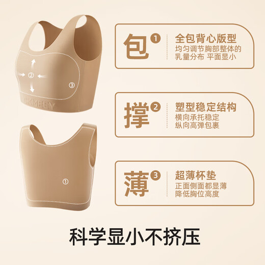 Lucky cotton paper underwear for women with large breasts, small breasts, anti-sagging, large size, slimming, traceless invisible vest bra