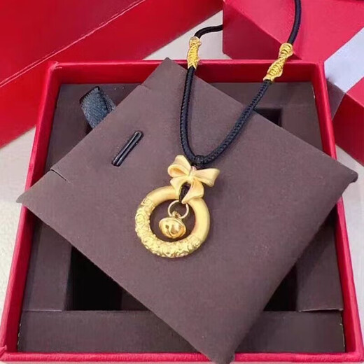 GRAYCEWODY999 pure gold silver bow safety buckle pendant bell fugitive princess necklace Valentine's Day gift gold