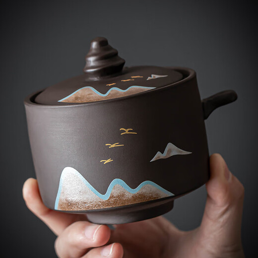 Porcelain Friendship Tea Purple Sand Remote Mountain Automatic Tea Set Gift Box for New Year's Eve Gifts for Elders, Birthday Gifts for Dad, Housewarming Souvenirs