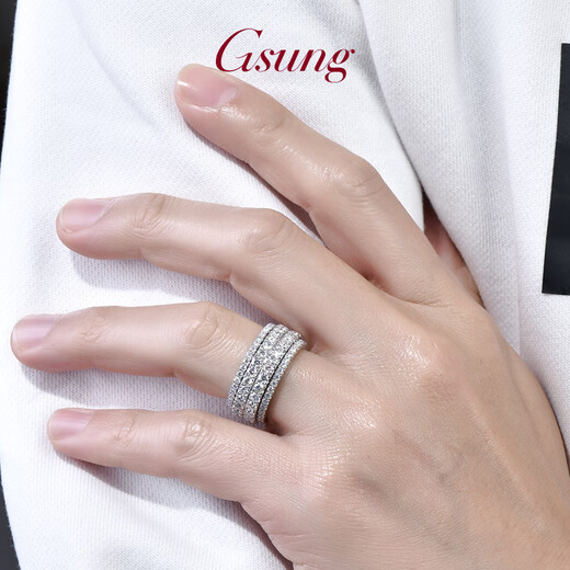 GsunG baby's breath ring platinum PT950 ring men's moissanite diamond ring rotatable platinum ring solid ring PT950 rotary moissanite diamond ring about 19 grams pre-order